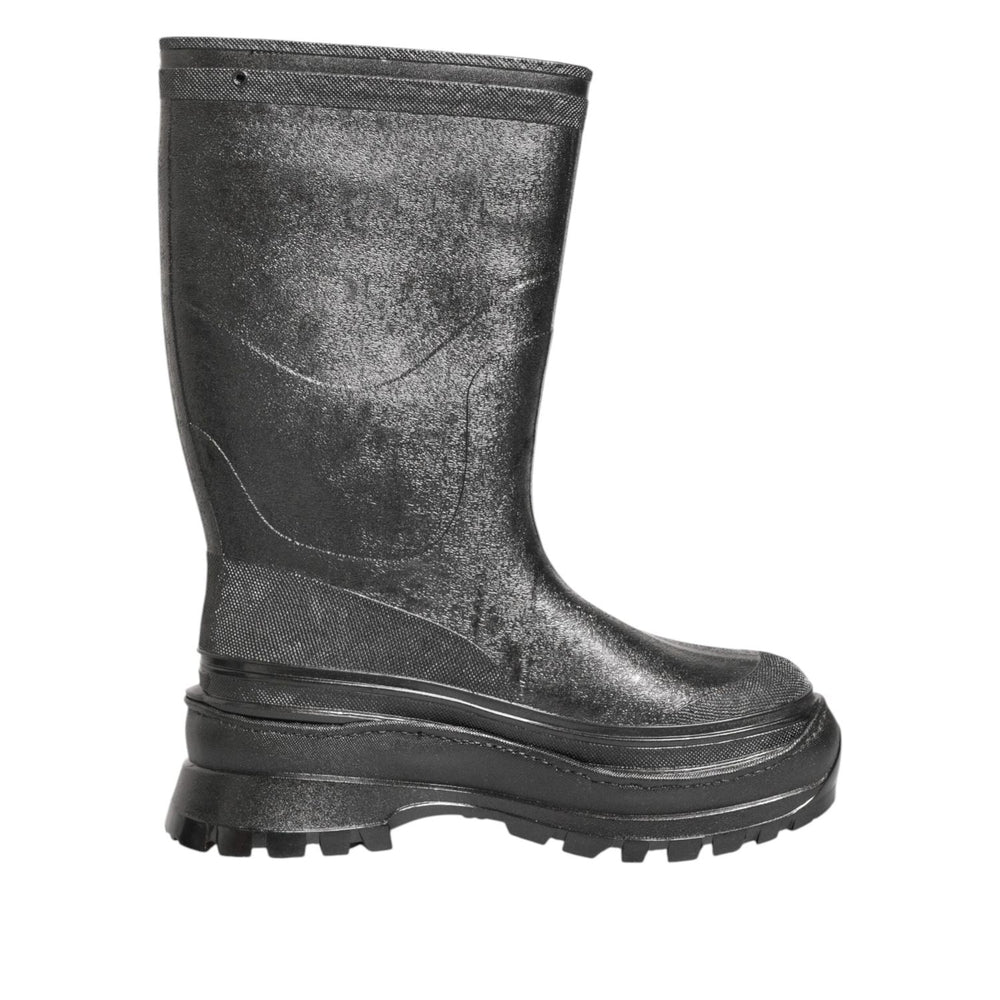 Dolce & Gabbana Metallic Black Pull On Rain Boots Shoes MV7817-43