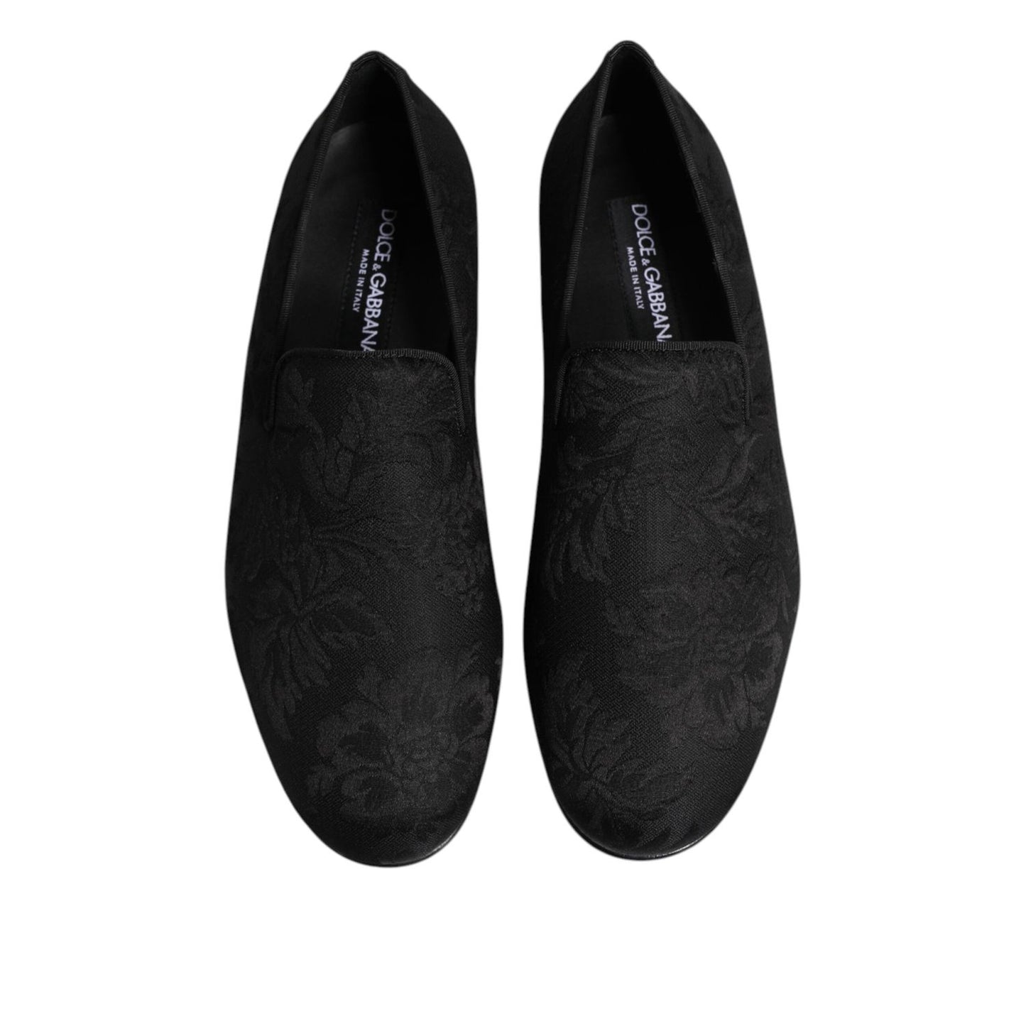 Dolce & Gabbana Black Floral Brocade Loafers Men Dress Shoes MV7385-39