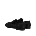 Dolce & Gabbana Black Floral Brocade Loafers Men Dress Shoes MV7385-39