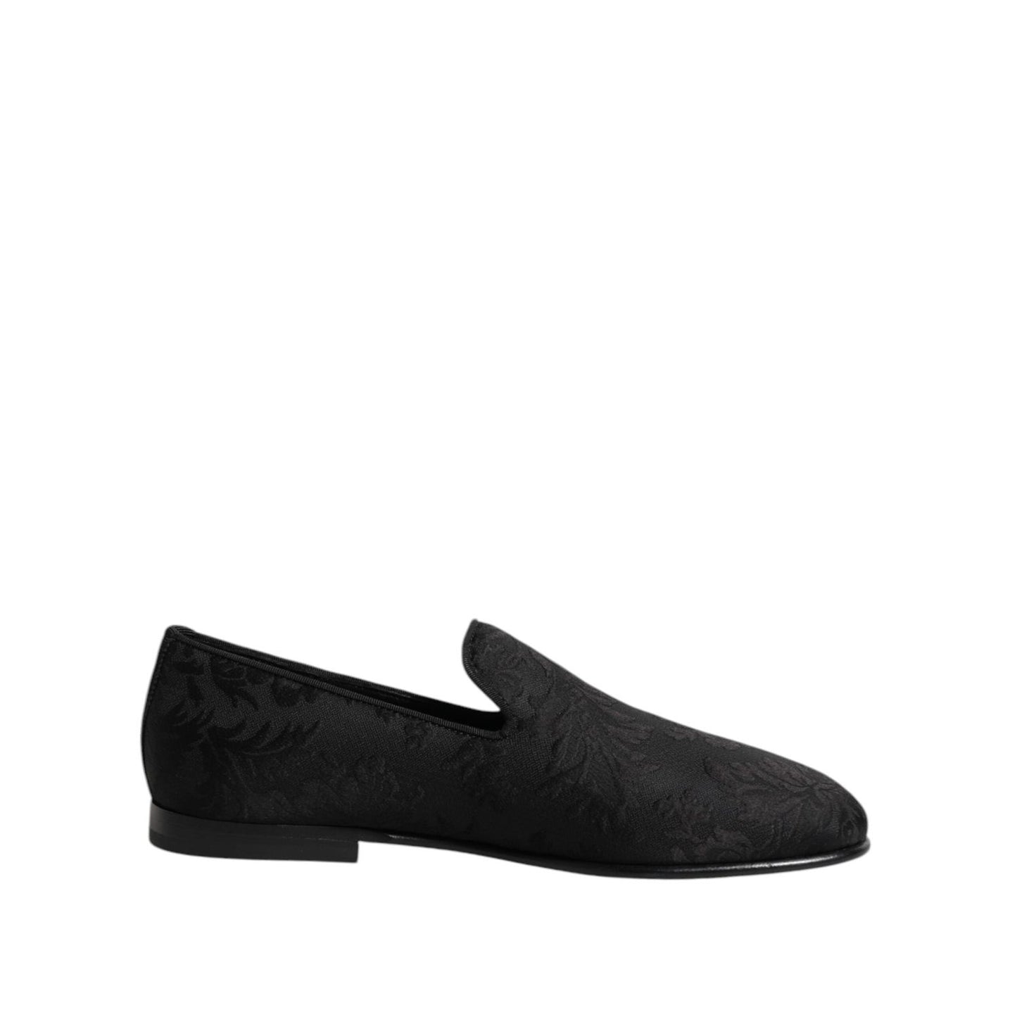Dolce & Gabbana Black Floral Brocade Loafers Men Dress Shoes MV7385-39