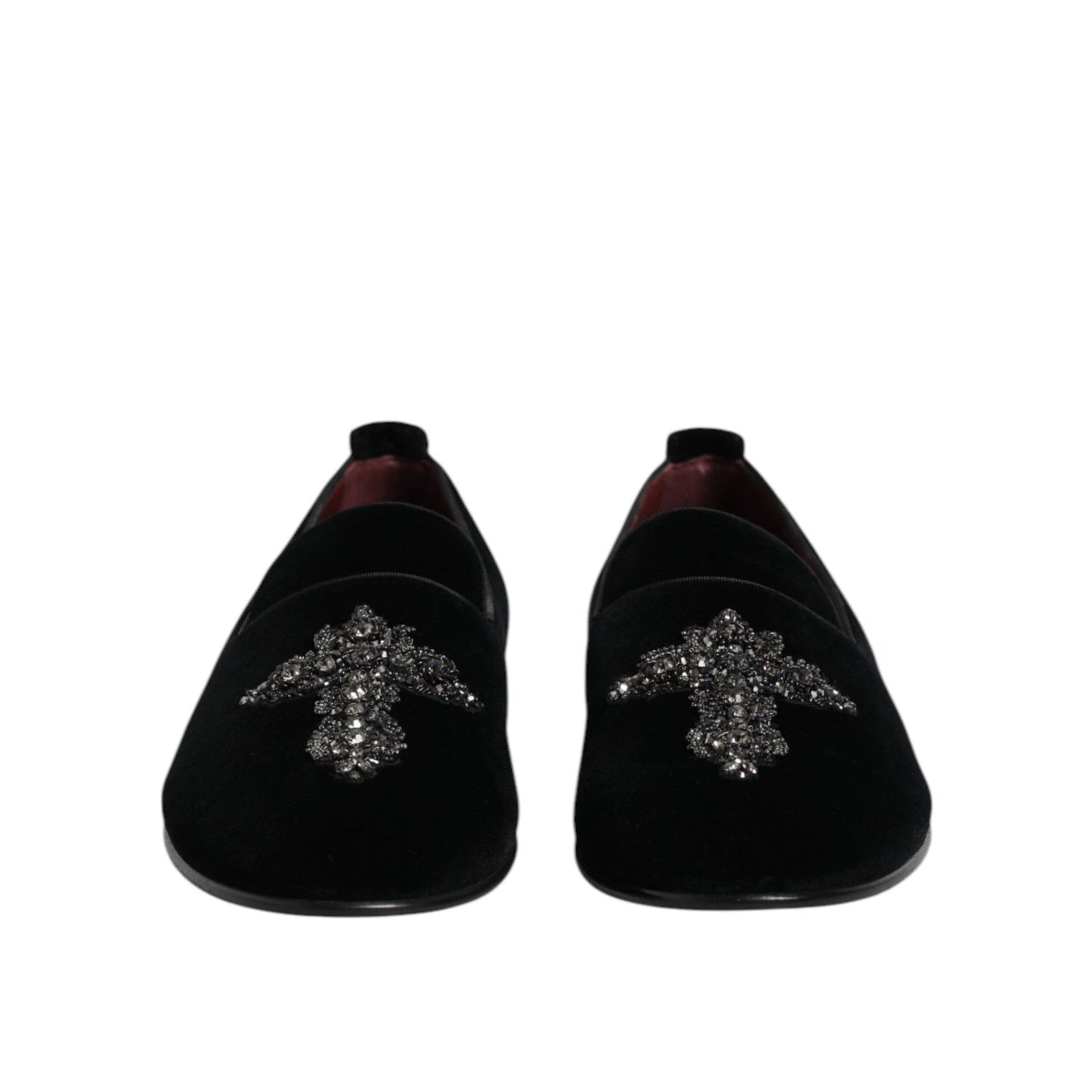 Dolce & Gabbana Black Suede Cross Slip On Loafers Dress Shoes MV7625-39