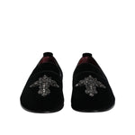 Dolce & Gabbana Black Suede Cross Slip On Loafers Dress Shoes MV7625-39