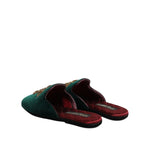 Dolce & Gabbana Green Velvet Cross Embellished Slippers Shoes MV7387-39