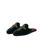 Dolce & Gabbana Green Velvet Cross Embellished Slippers Shoes MV7624-39