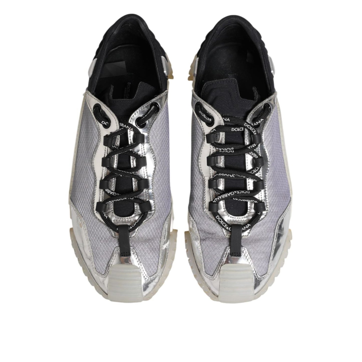 Dolce & Gabbana Black Silver NS1 Men Low Top Sneakers Shoes MV7435-43