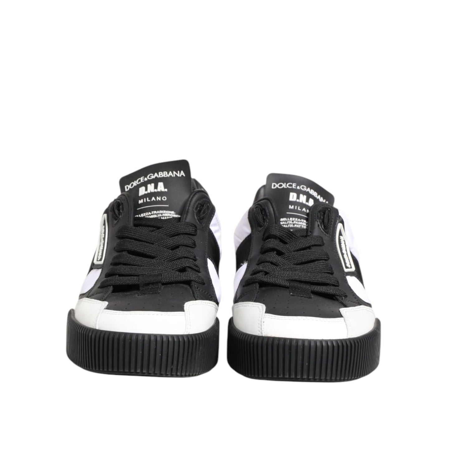 Dolce & Gabbana Black White Leather MIAMI Low Top Sneakers Shoes MV7780-41