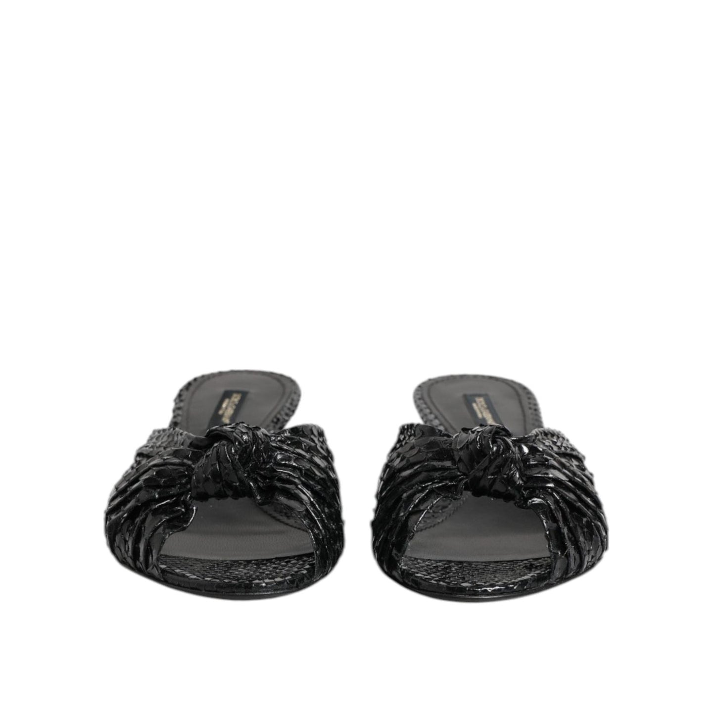 Dolce & Gabbana Black Leather Heels Slides Sandals Shoes LA11469-36