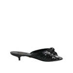 Dolce & Gabbana Black Leather Heels Slides Sandals Shoes LA11469-36