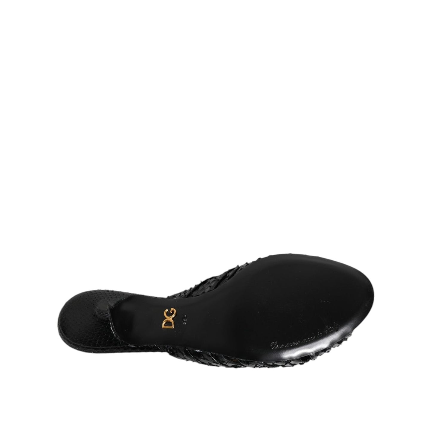 Dolce & Gabbana Black Leather Heels Slides Sandals Shoes LA11469-36