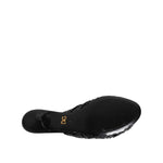 Dolce & Gabbana Black Leather Heels Slides Sandals Shoes LA11469-36