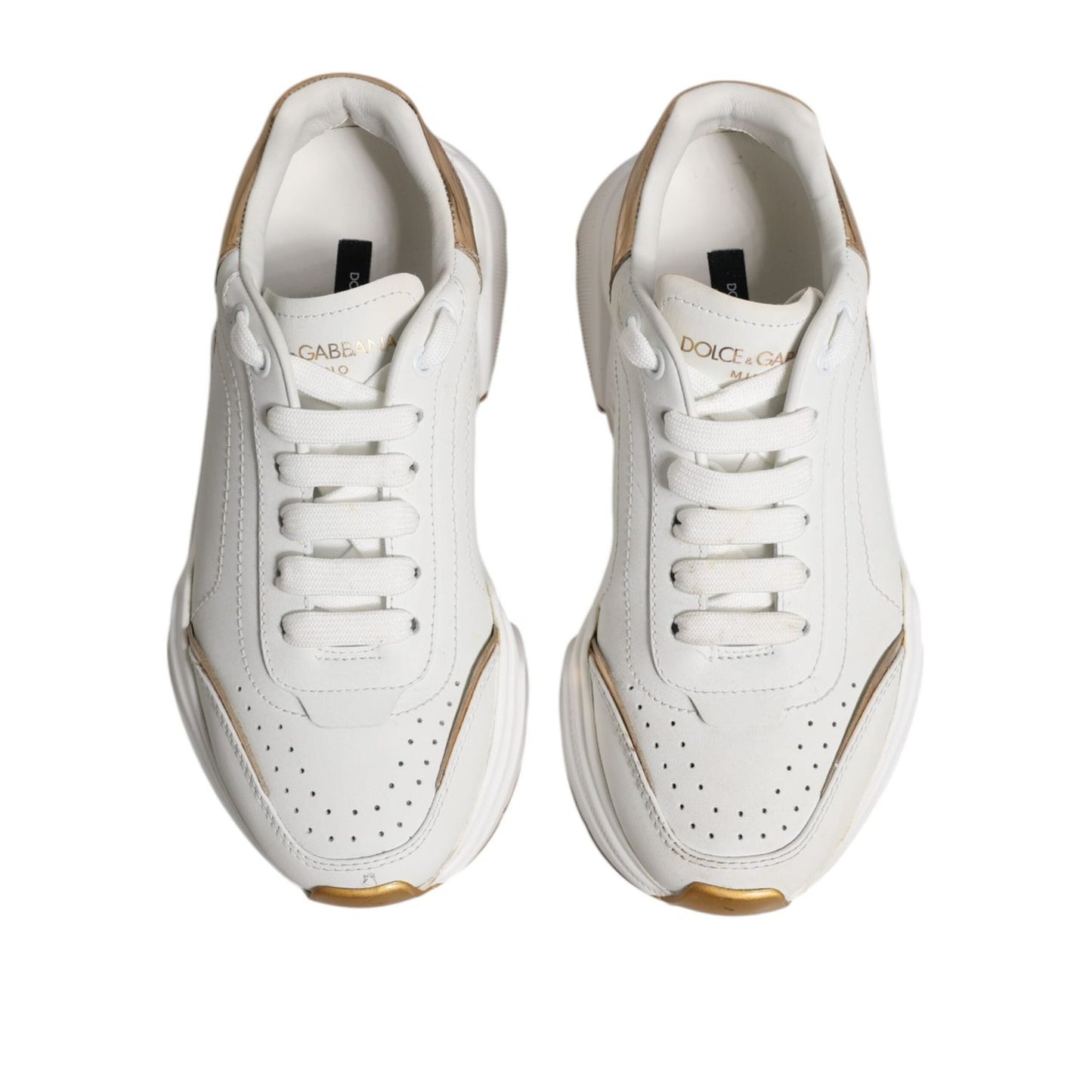 Dolce & Gabbana White Gold Daymaster Low Top Sneakers Shoes LA12667-37