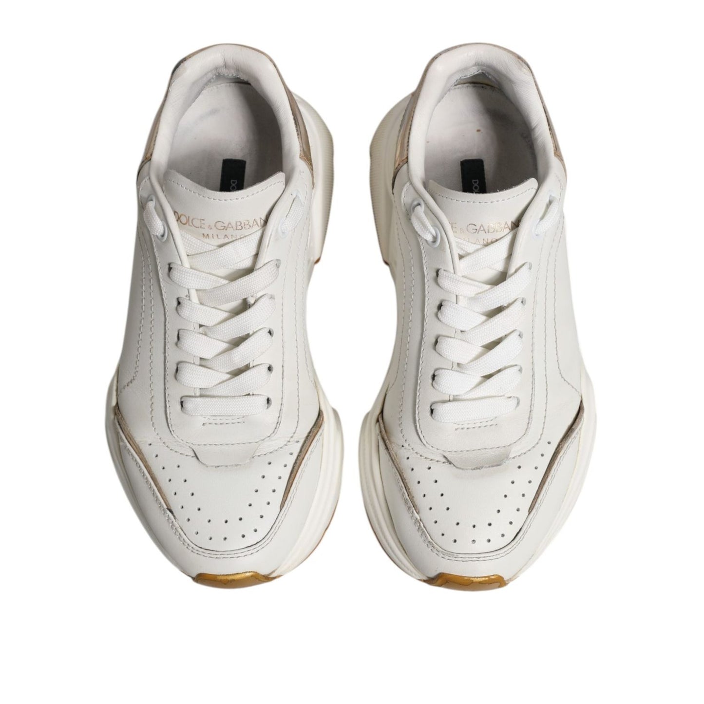 Dolce & Gabbana White Gold Daymaster Low Top Sneakers Shoes LA12684-37.5