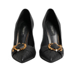Dolce & Gabbana Black Devotion Leather Heels Pumps Shoes LA11445-36