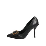 Dolce & Gabbana Black Devotion Leather Heels Pumps Shoes LA11445-36