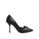 Dolce & Gabbana Black Devotion Leather Heels Pumps Shoes LA11445-36