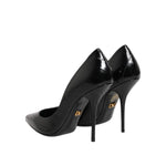 Dolce & Gabbana Black Leather Stiletto High Heels Pumps Shoes LA11453-37.5
