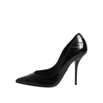 Dolce & Gabbana Black Leather Stiletto High Heels Pumps Shoes LA11453-37.5
