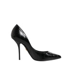 Dolce & Gabbana Black Leather Stiletto High Heels Pumps Shoes LA11453-37.5
