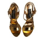Dolce & Gabbana Gold Leather Platform Keira Sandals Shoes LA11457-39