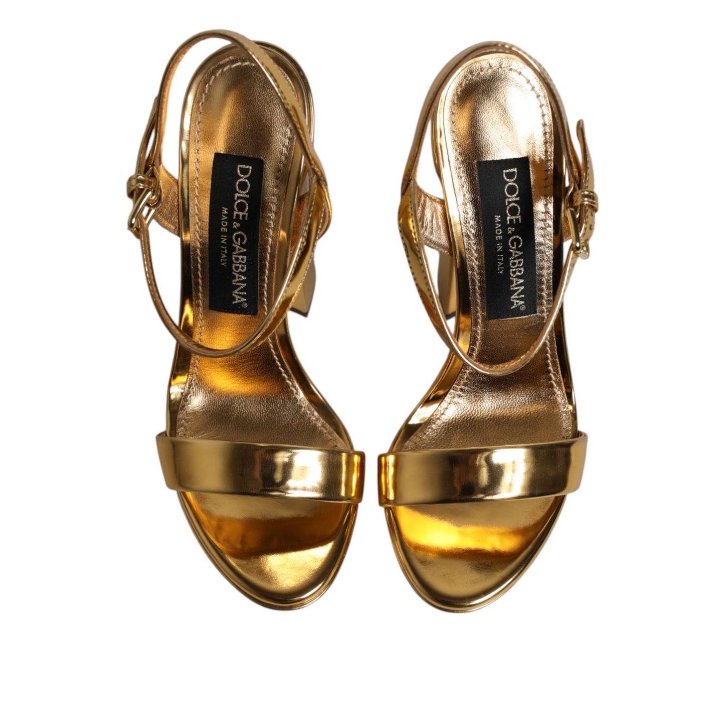 Dolce & Gabbana Gold Leather Platform Keira Sandals Shoes LA11458-36