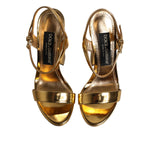 Dolce & Gabbana Gold Leather Platform Keira Sandals Shoes LA11458-36