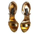 Dolce & Gabbana Gold Leather Platform Keira Sandals Shoes LA11459-37