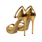 Dolce & Gabbana Gold Leather Platform Keira Sandals Shoes LA11459-37