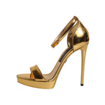 Dolce & Gabbana Gold Leather Platform Keira Sandals Shoes LA11459-37