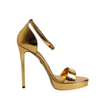 Dolce & Gabbana Gold Leather Platform Keira Sandals Shoes LA11459-37
