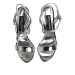 Dolce & Gabbana Silver Leather Platform Keira Sandals Shoes LA11462-39