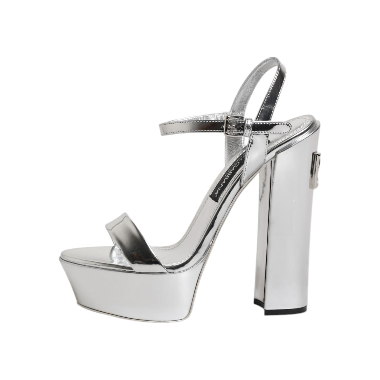 Dolce & Gabbana Silver Leather Platform Keira Sandals Shoes LA11473-36