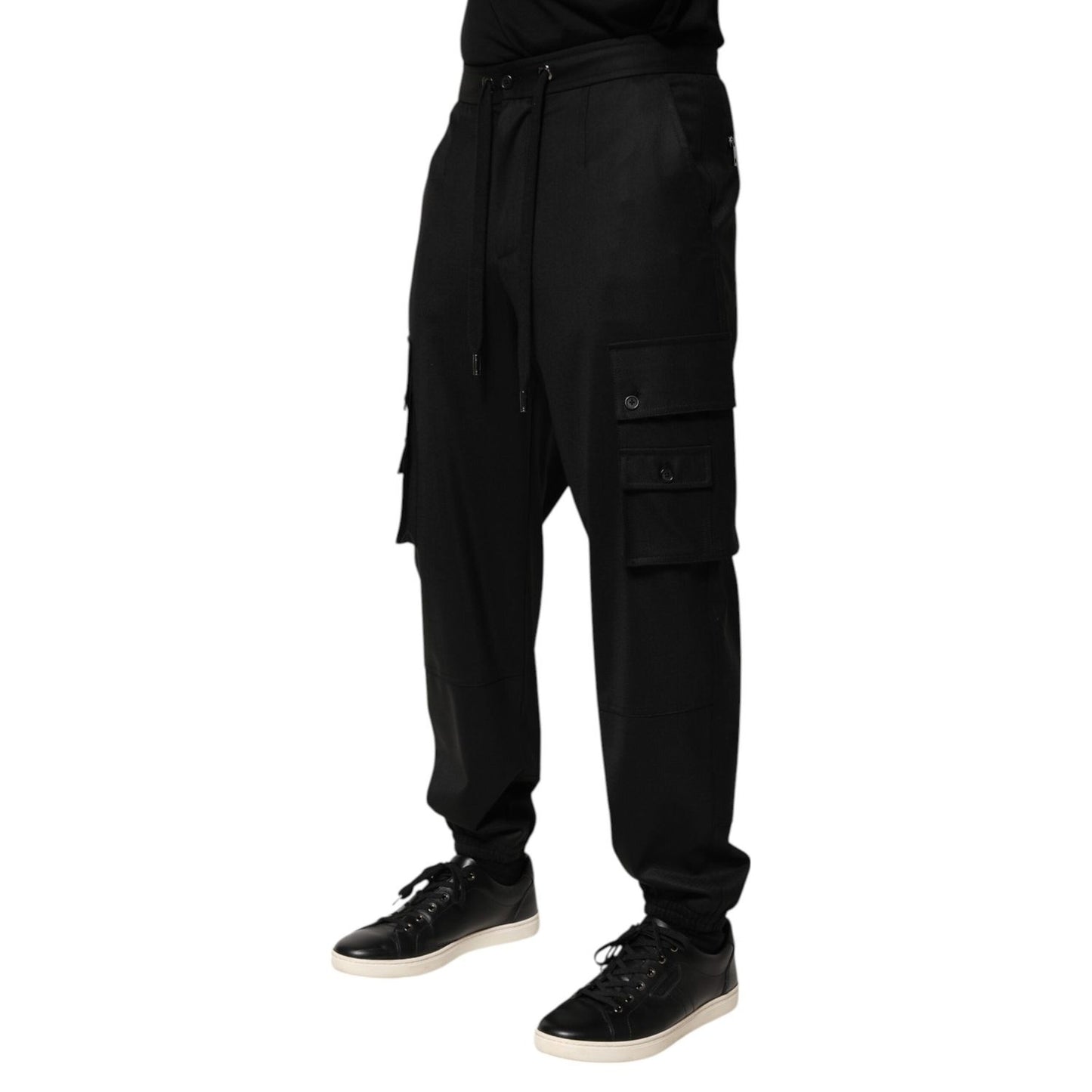 Dolce & Gabbana Solid Black Cargo Jogger Men Sweatpants Pants PAN76614-48