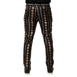Dolce & Gabbana Black Coin Print Silk Skinny Men Trouser Pants PAN76627-48