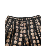 Dolce & Gabbana Black Coin Print Silk Skinny Men Trouser Pants PAN76627-48