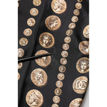 Dolce & Gabbana Black Coin Print Silk Skinny Men Trouser Pants PAN76627-48