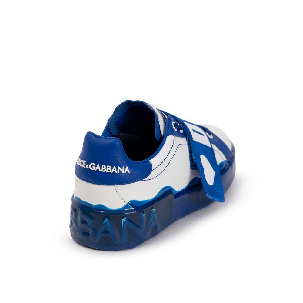 Dolce & Gabbana White Leather Low Top DO-9562666-EU38.5/US8.5