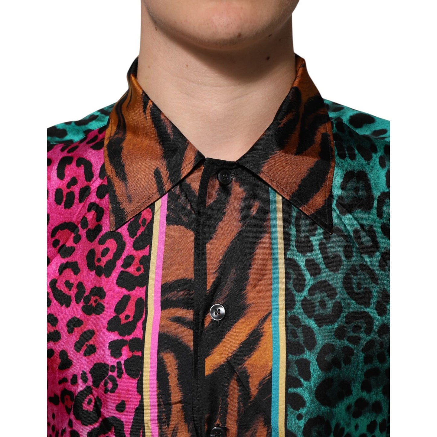 Dolce & Gabbana Multicolor Silk Tiger Print Hawaiian T-shirt TSH90797-37