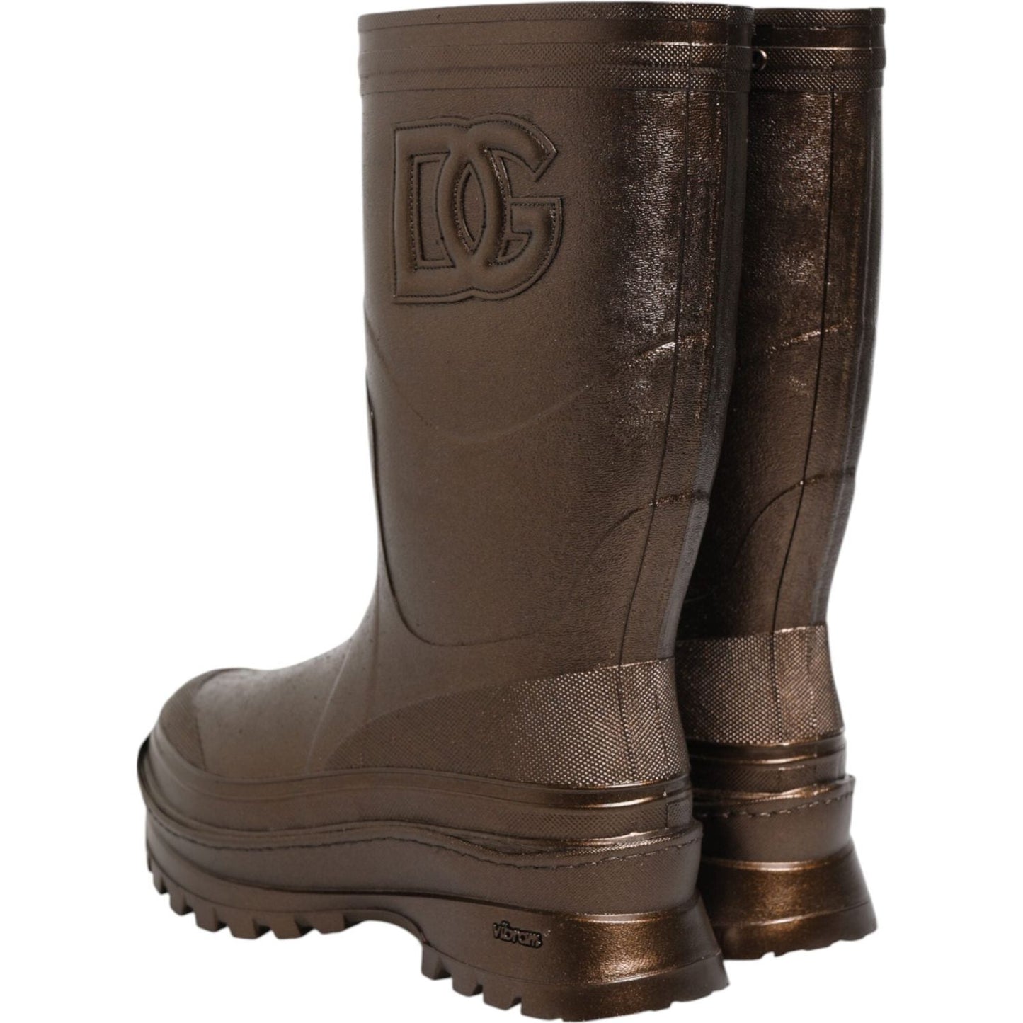 Dolce & Gabbana Metallic Bronze Pull On Rain Boots Shoes LA12769-41