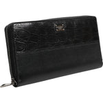 Dolce & Gabbana Black Leather DG Plaque Zip Around Continental Wallet BAG4701