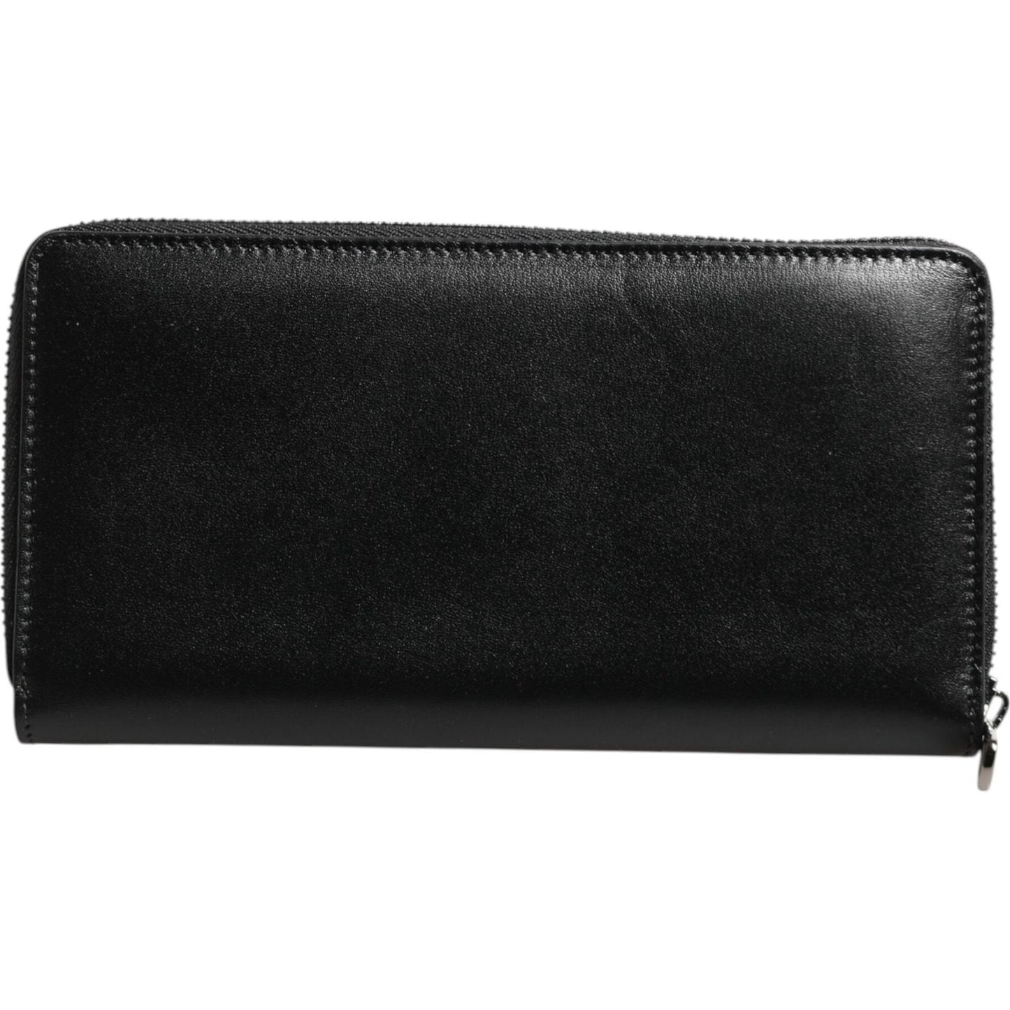 Dolce & Gabbana Black Leather DG Plaque Zip Around Continental Wallet BAG4701