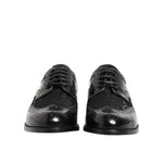 Dolce & Gabbana Black Leather Floral Lace Dress Formal Shoes LA12401-35.5
