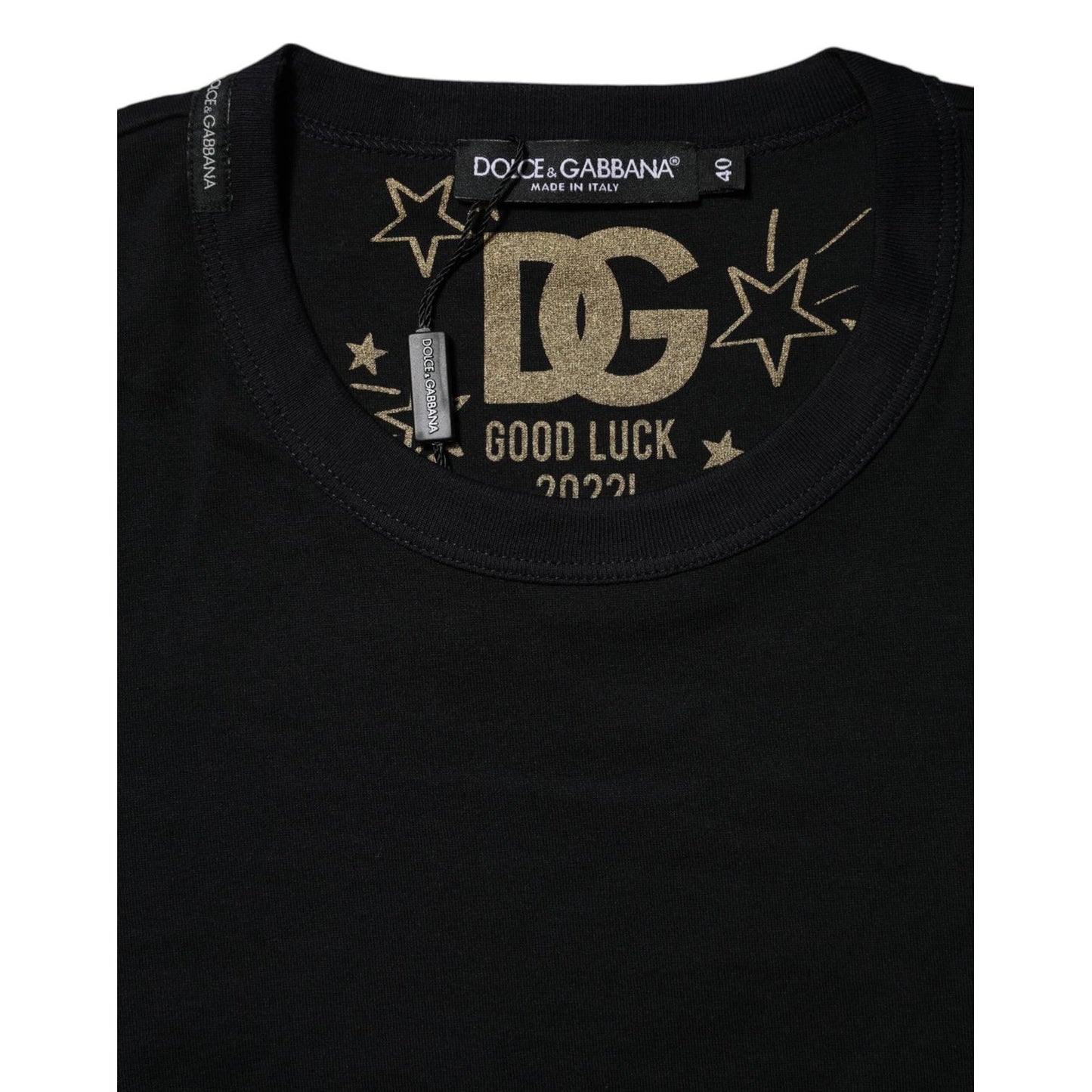Dolce & Gabbana Black Cotton DG Print Short Sleeve Top T-shirt TSH90701-40