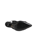 Dolce & Gabbana Black Tulle Ricamo Heels Slingbacks Shoes LA12042-39