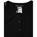 Dolce & Gabbana Black Cotton Henley Short Sleeves Top T-shirt TSH90706-2