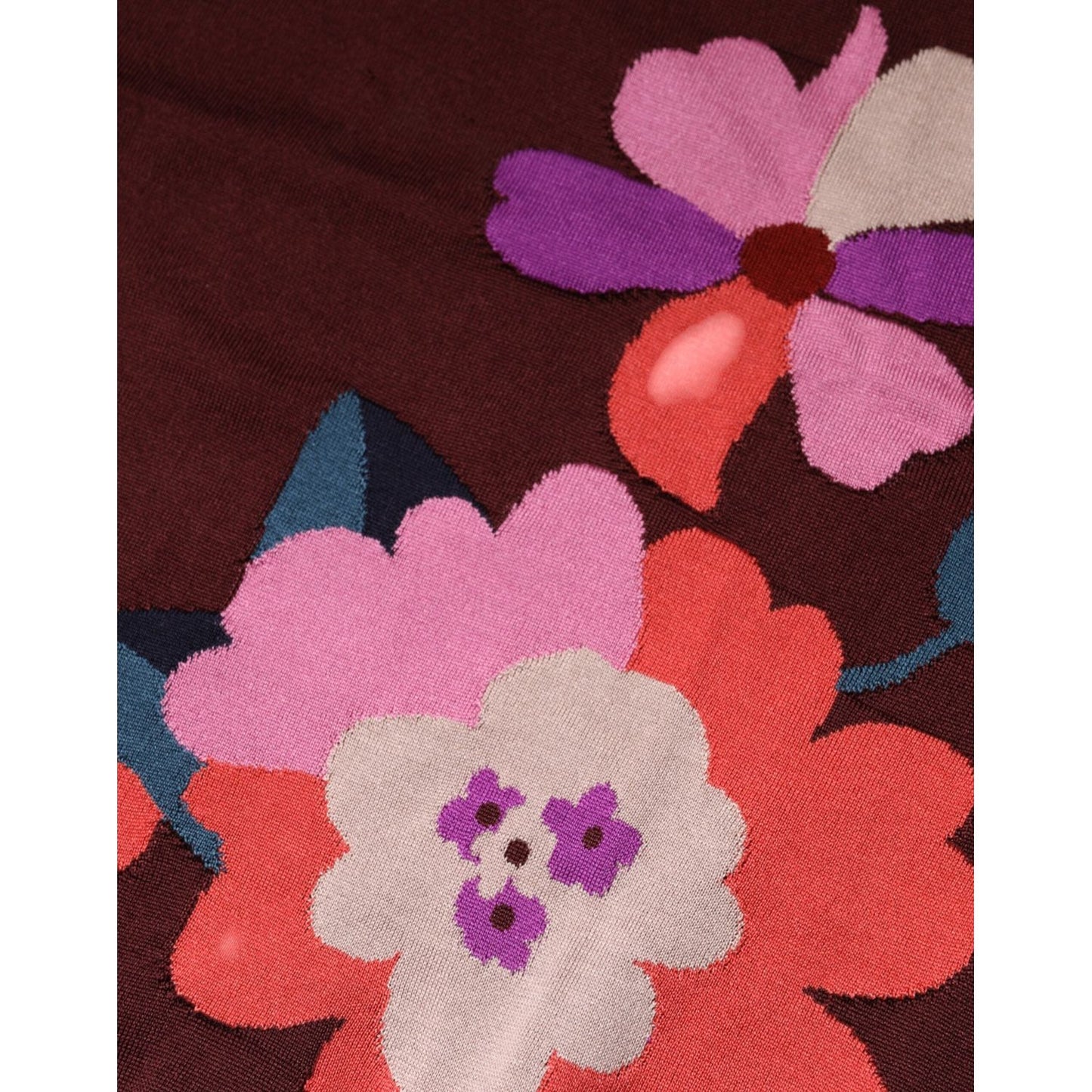 Dolce & Gabbana Maroon Floral Silk Crew Neck Blouse Top TSH90707-48