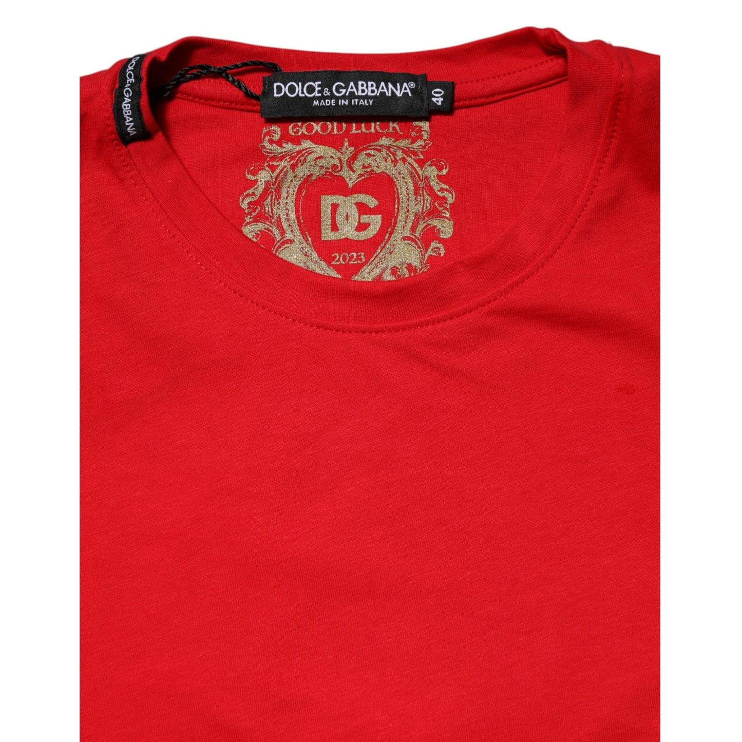 Dolce & Gabbana Red Casual Crew Neck Short Sleeve Top T-shirt TSH90717-44