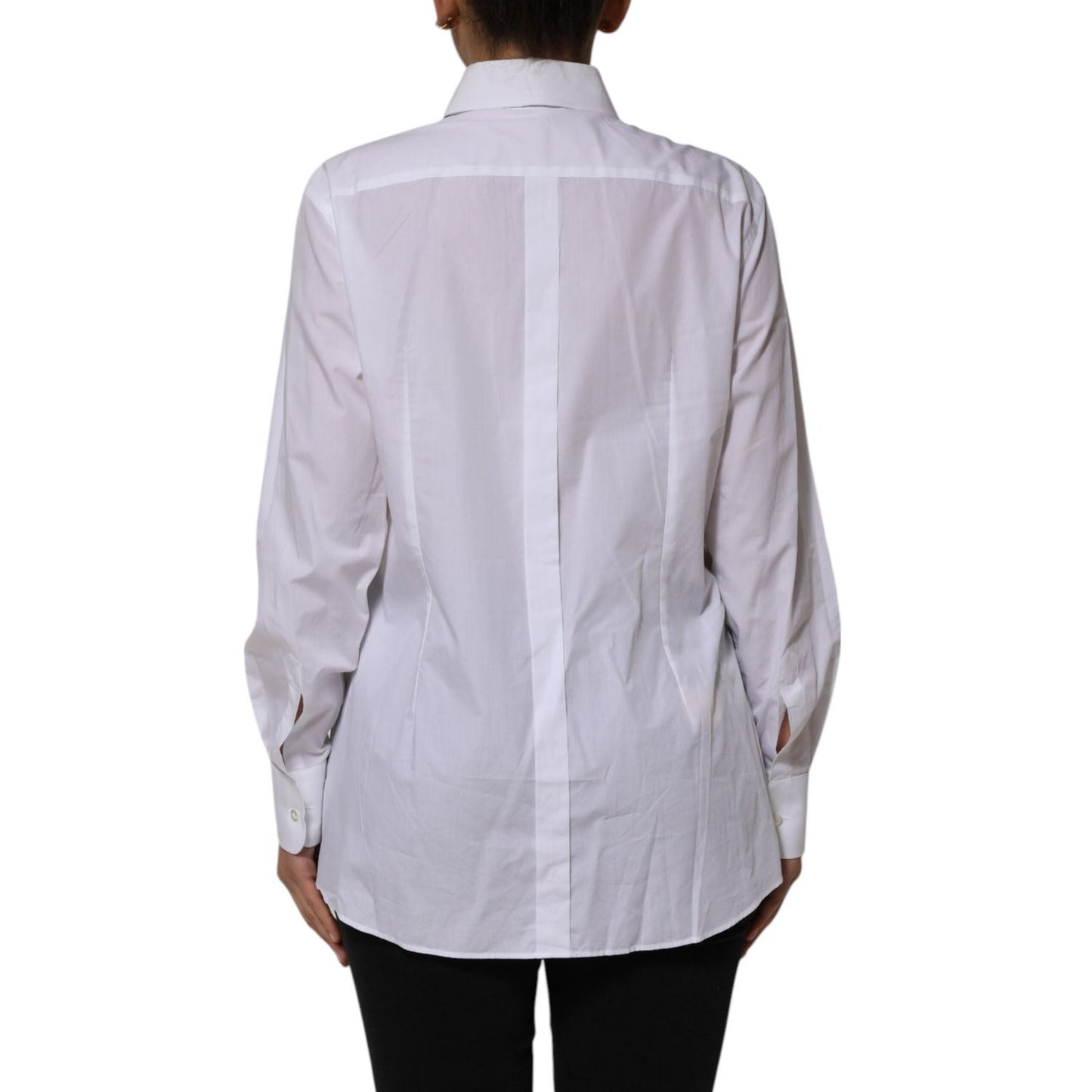 Dolce & Gabbana White Cotton Collared Long Sleeves Shirt Top TSH90570-46