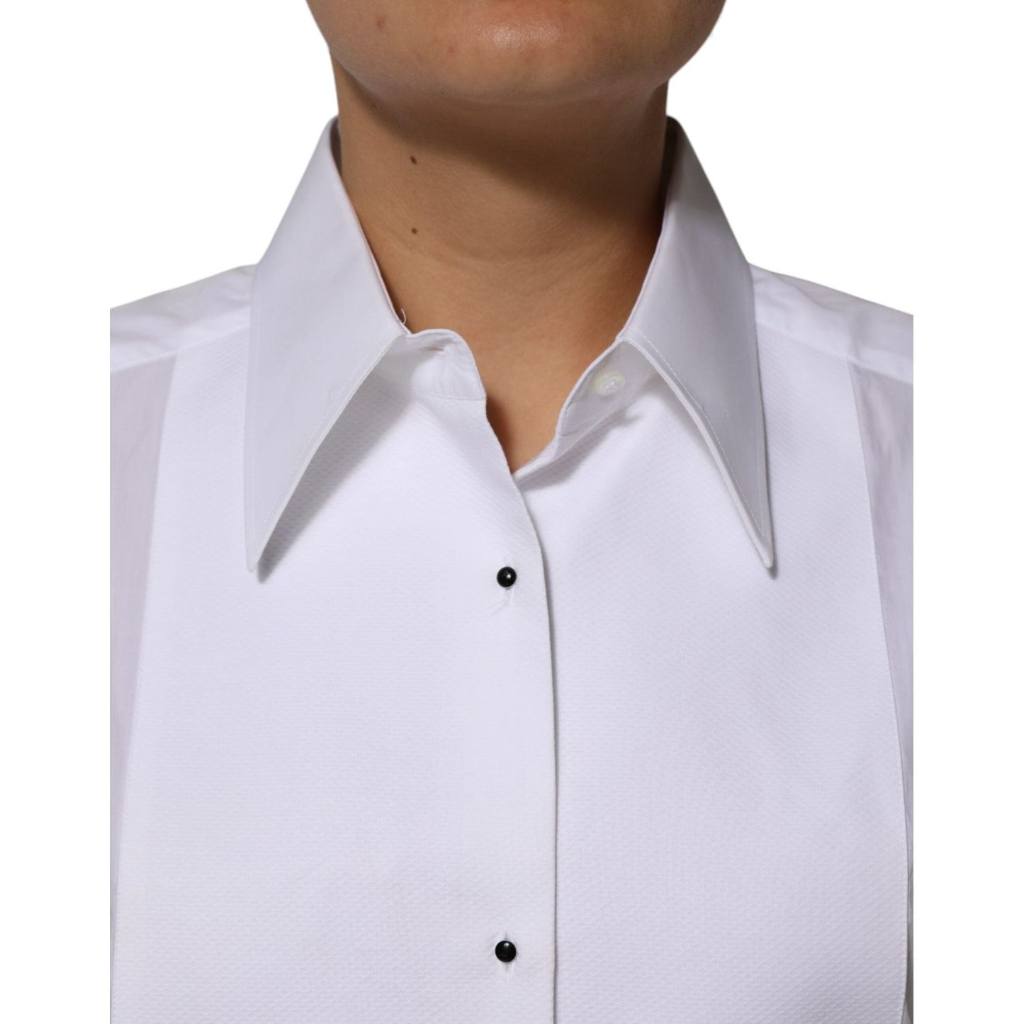 Dolce & Gabbana White Cotton Collared Long Sleeves Shirt Top TSH90570-46