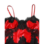 Dolce & Gabbana Red Black Lace Trim Polyester Sleeveless Tank Top TSH90624-2