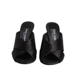 Dolce & Gabbana Black Logo KEIRA Satin Slides Sandals Shoes LA12786-35.5